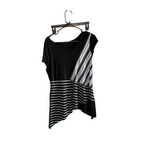Women’s Mandy Evan’s Asymmetrical Striped top Sz Large